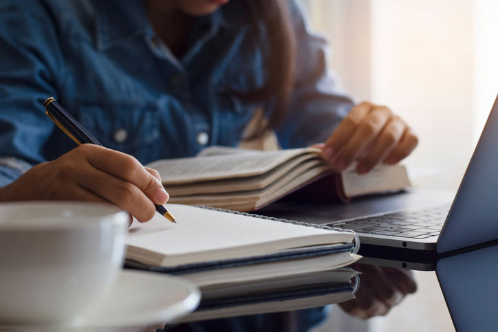 female student studying hard