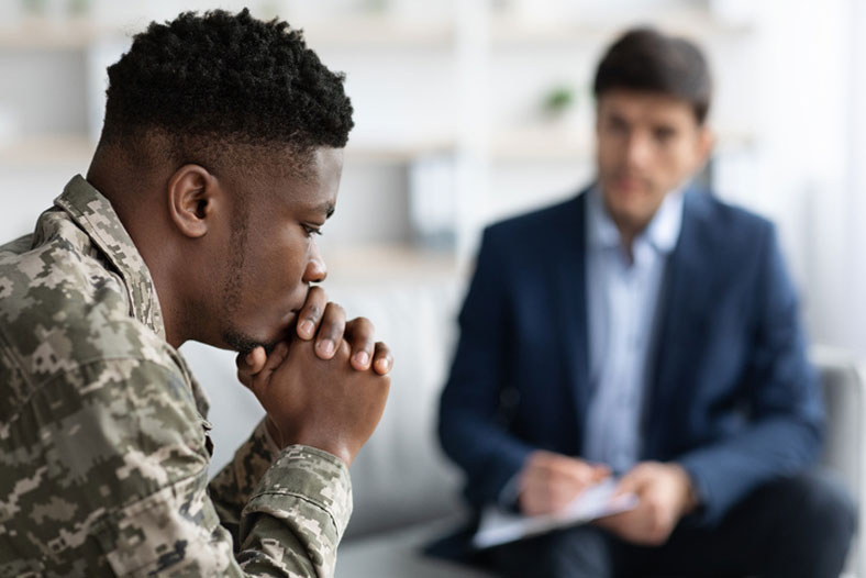 soldier talking with therapist