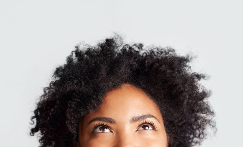 woman looking up